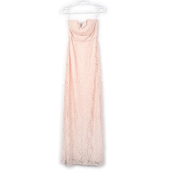 Donna Morgan Collection x BHLDN Reese Strapless Notch Neck floral Lace Gown sz 0 - Picture 2 of 16